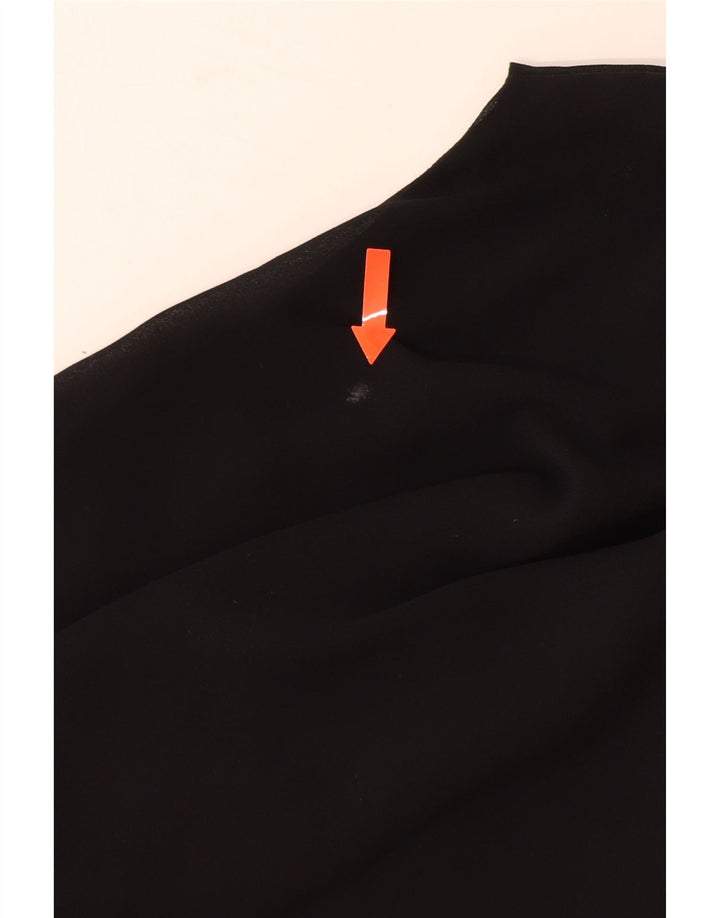 ZARA Mujer Blusa Manga Larga Top UK 44 Large Poliéster Negro