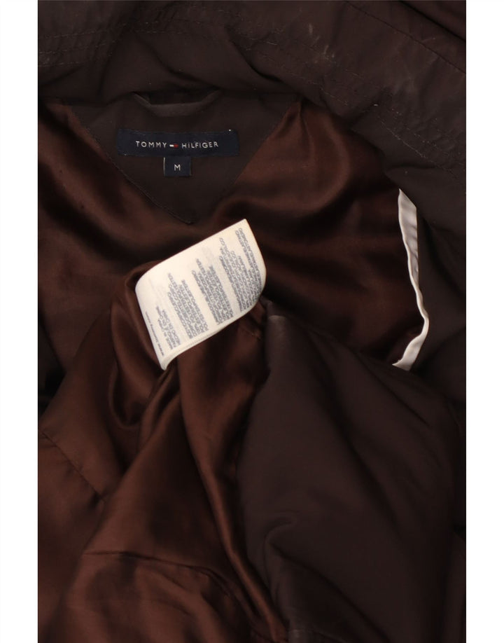 Tommy Hilfiger Abrigo acolchado con capucha para mujer UK 44 Poliéster marrón medio