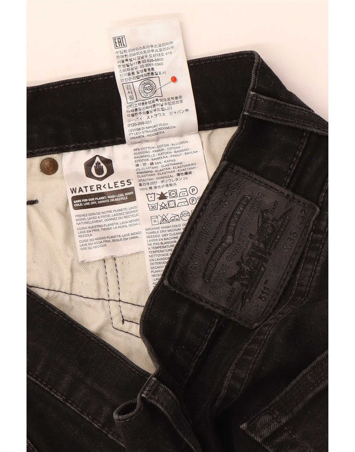 Levi's Hombre 511 Slim Jeans W36 L32 Algodón Negro