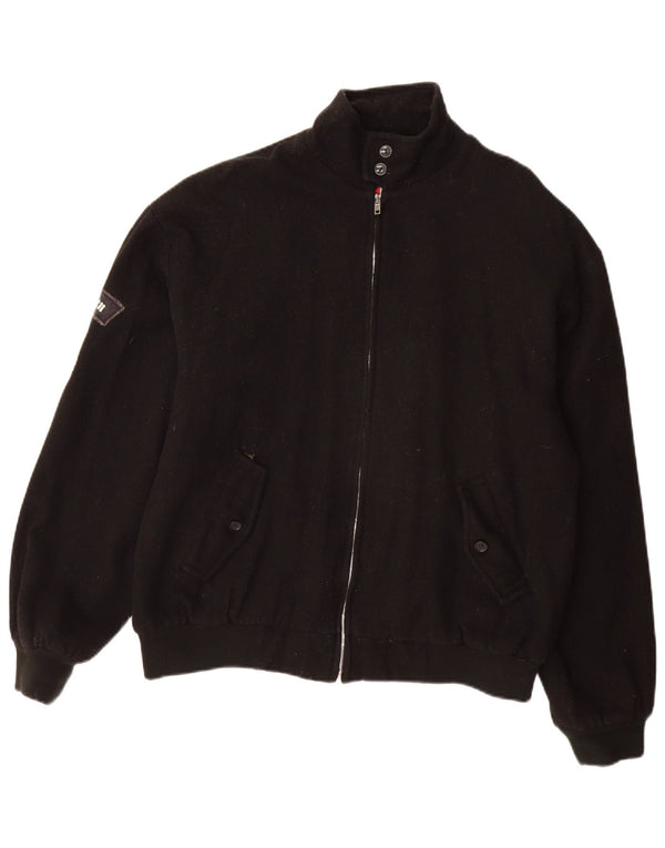 Vintage Mens Bomber Jacket UK 40 Large Black Wool