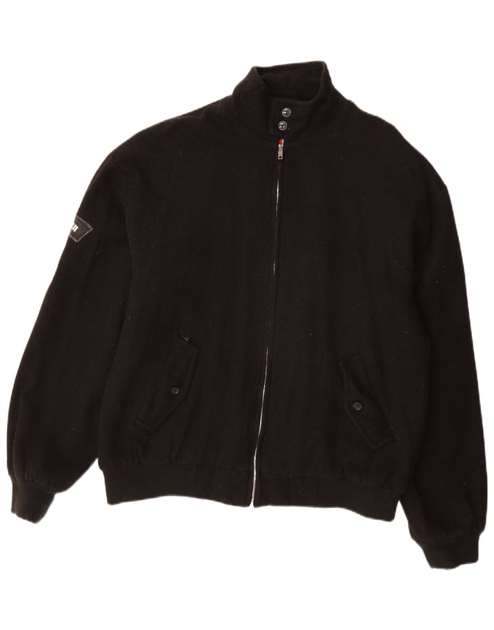 Vintage Mens Bomber Jacket UK 40 Large Black Wool