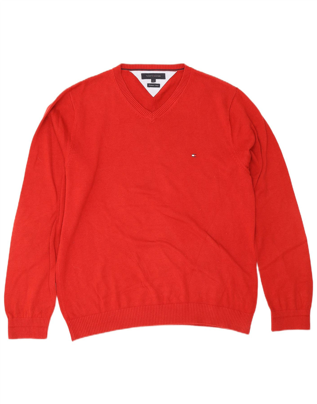 Tommy Hilfiger Jersey con cuello en V para hombre, talla grande, algodón rojo