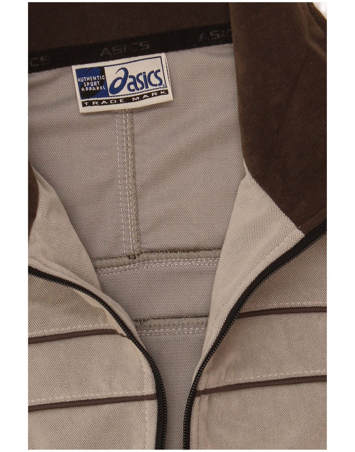 Asics Hombre Chándal Top Chaqueta Gris Medio A Rayas
