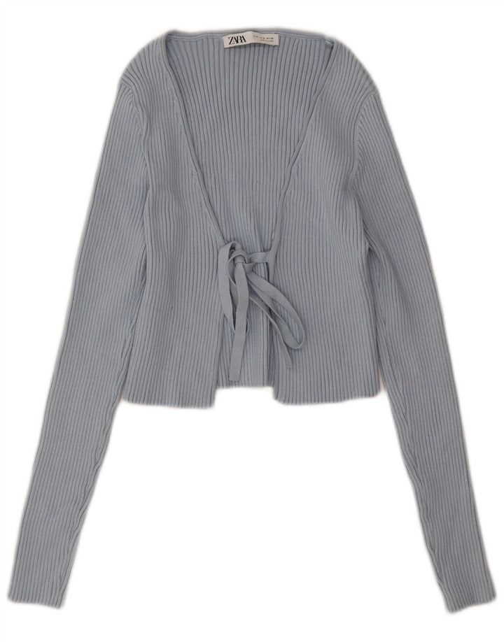 Zara Mujer Bolero Jumper UK 12 Medio Azul Poliéster