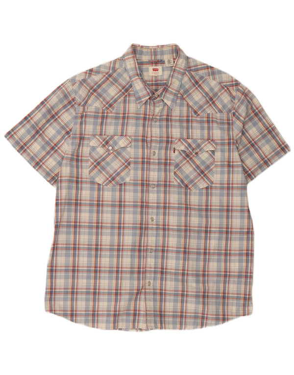 Levi's Camisa De Manga Corta Para Hombre 2XL Algodón A Cuadros Azul