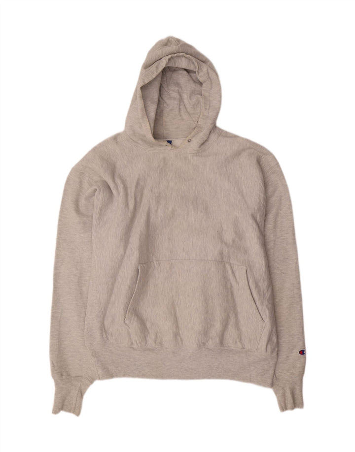 CHAMPION Mens Hoodie Jumper Large Grey Cotton