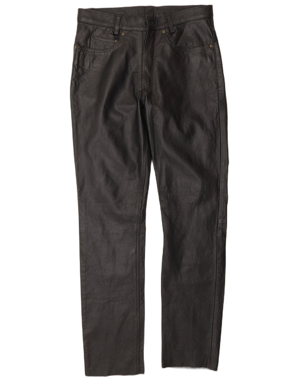 Pantalones de cuero vintage para hombre W34 L34 Negro