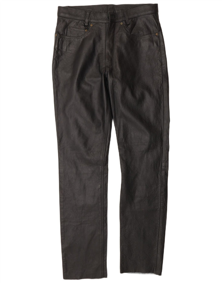 Pantalones de cuero vintage para hombre W34 L34 Negro