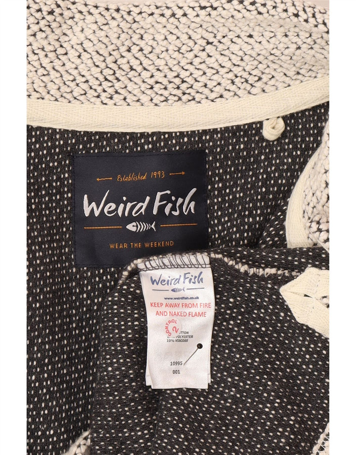 Weird Fish Sudadera con Cuello con Cremallera para Hombre Jersey Mediano de algodón Moteado en Blanco Roto