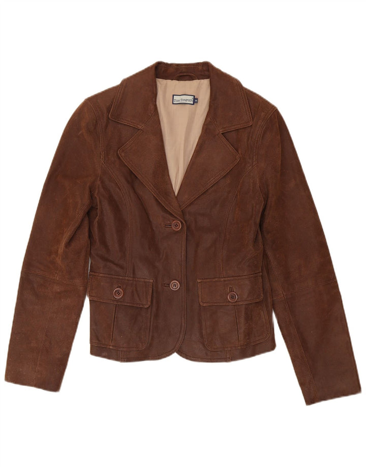 Tom Tompson Chaqueta Blazer de Cuero con 2 Botones para Mujer EU 36 Small Brown