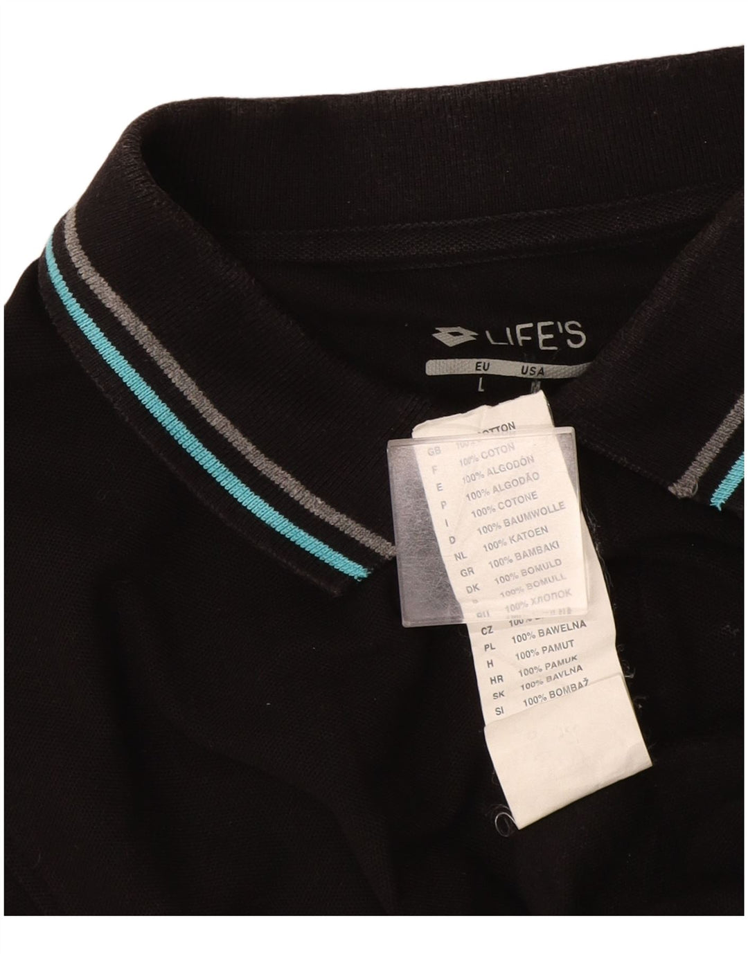 Polo Lotto Hombre Grande Algodón Negro