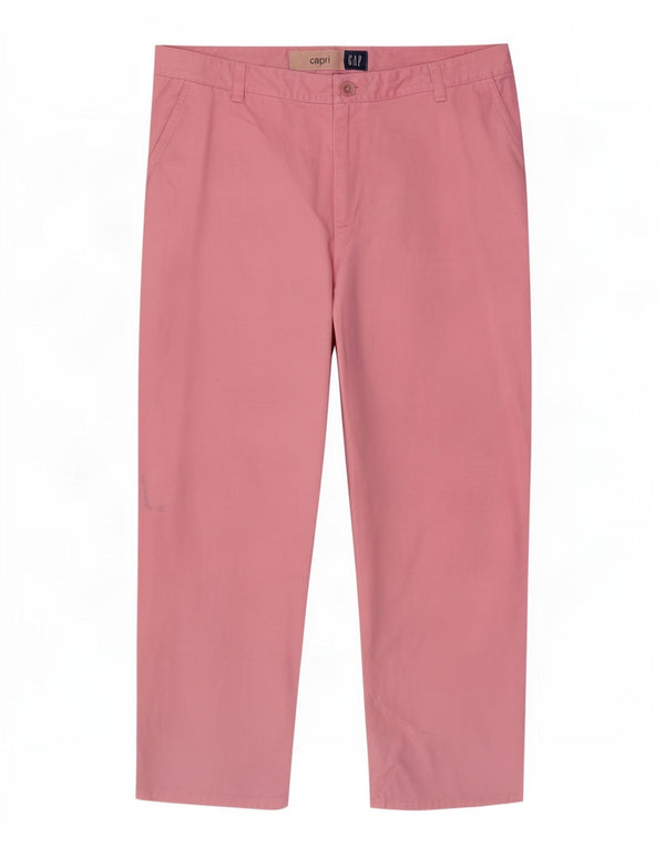 Gap Womens Mid Rise Straight Capri Trousers US 10 Large W30 L24 Pink Cotton
