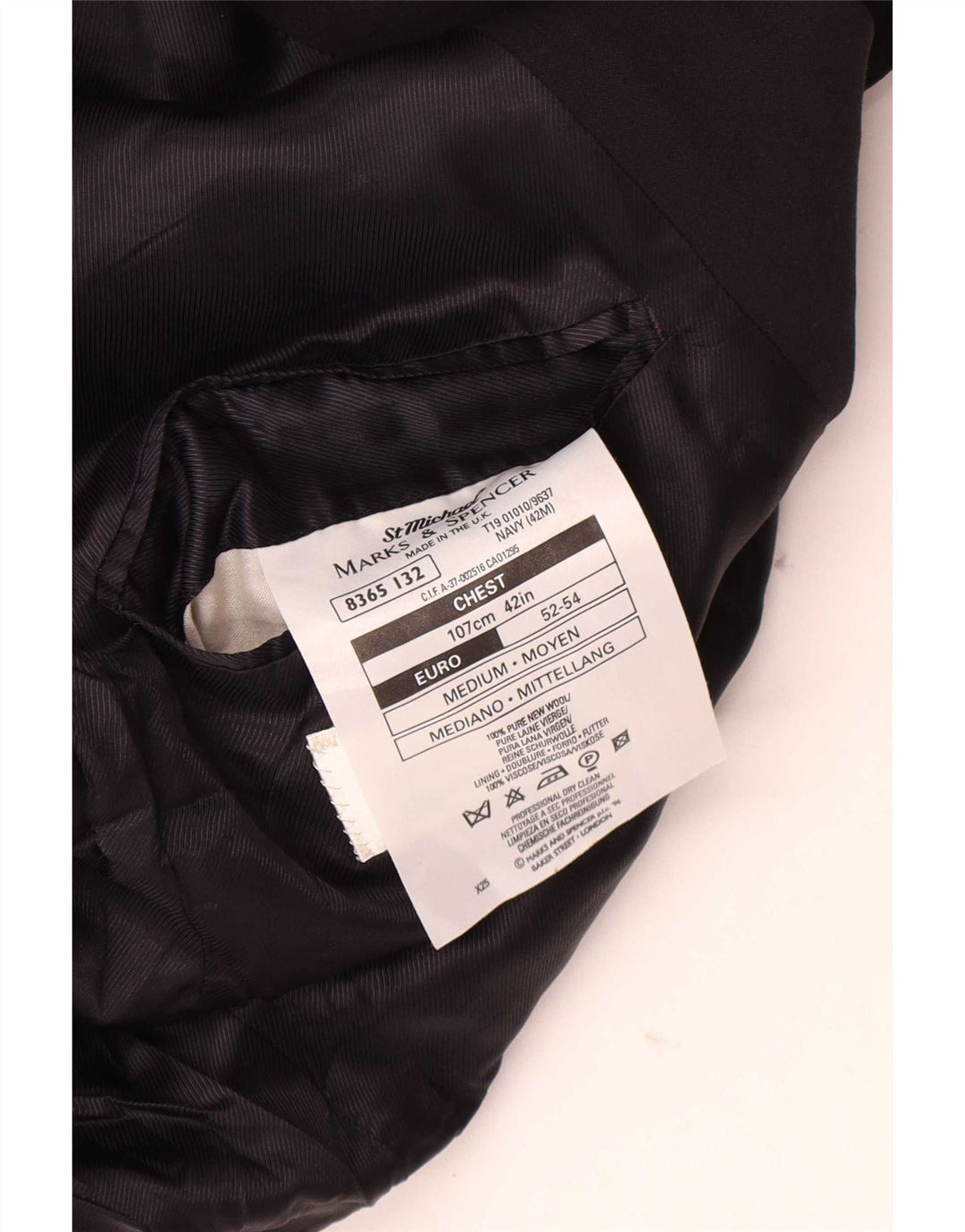 Marks & Spencer Chaqueta tipo blazer de 2 botones para hombre UK 42 Large Lana azul marino