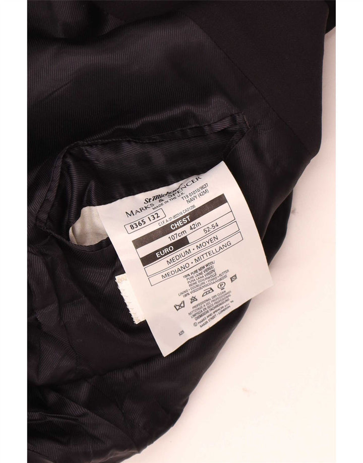 Marks & Spencer Chaqueta tipo blazer de 2 botones para hombre UK 42 Large Lana azul marino