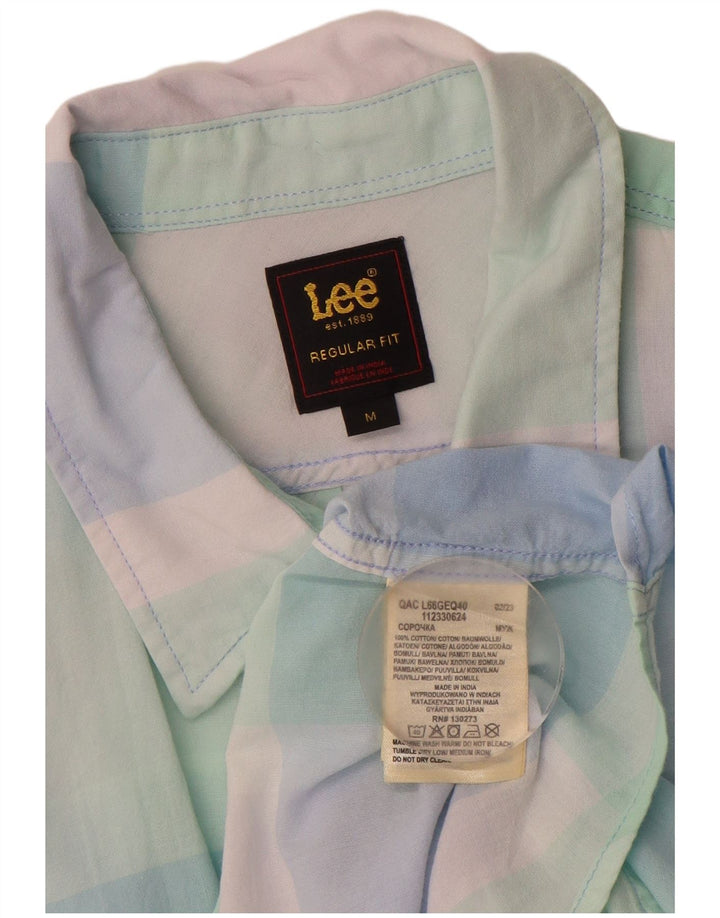 LEE Camisa de manga corta de corte regular para hombre de algodón a cuadros multicolor mediano