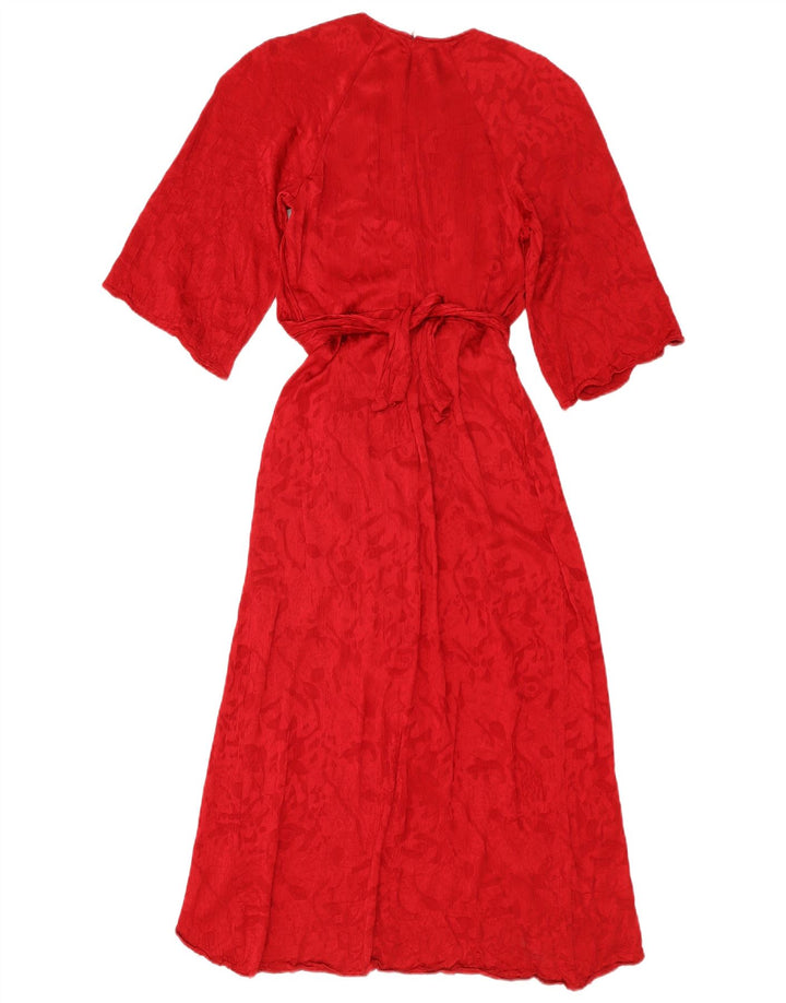 Zara Mujer Maxi Vestido UK 10 Small Viscosa Roja