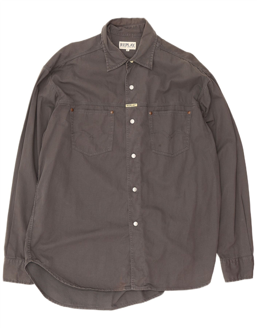 Replay Camisa vaquera para hombre 2XL Algodón gris