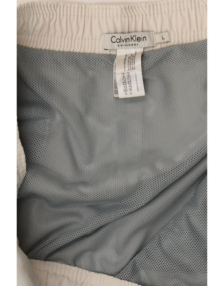 Calvin Klein Bañador con gráfico para hombre, tamaño grande, poliéster blanco