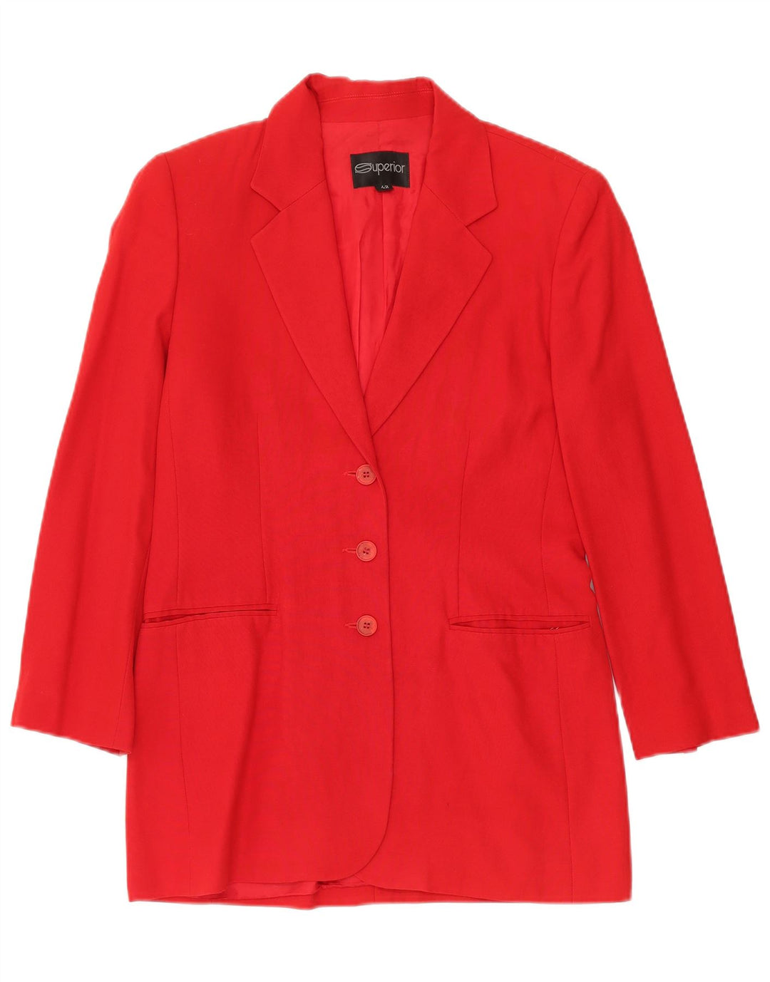 SUPERIOR Chaqueta tipo blazer larga con 3 botones para mujer IT 42 Acetato rojo mediano