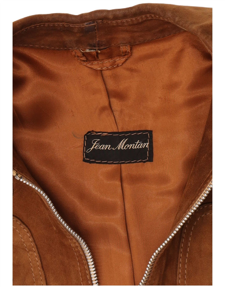 Vintage mujer ante chaqueta Reino Unido 10 pequeño marrón