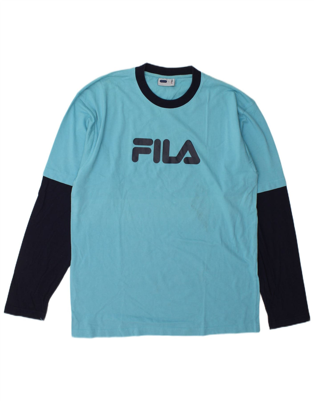 Fila Hombre Graphic Top Manga Larga Grande Azul Colorblock