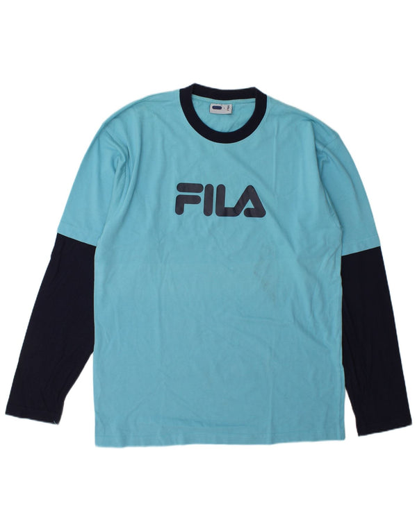 Fila Hombre Graphic Top Manga Larga Grande Azul Colorblock