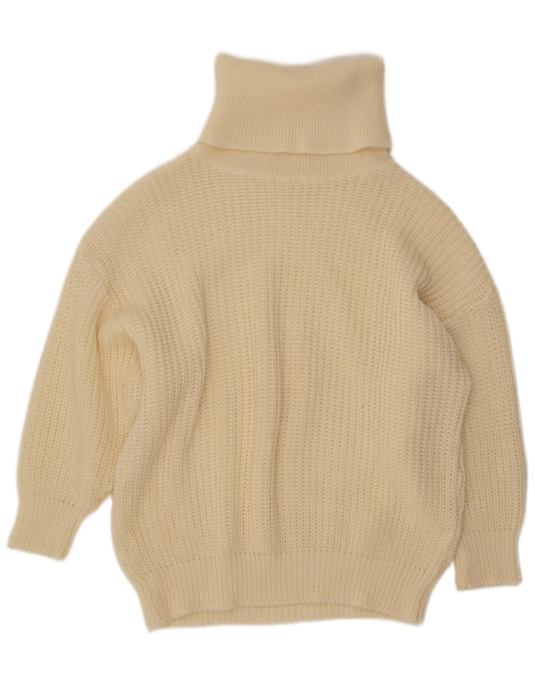 VINTAGE Mujer Oversize Roll Neck Jumper Suéter Reino Unido 14 Grande Beige