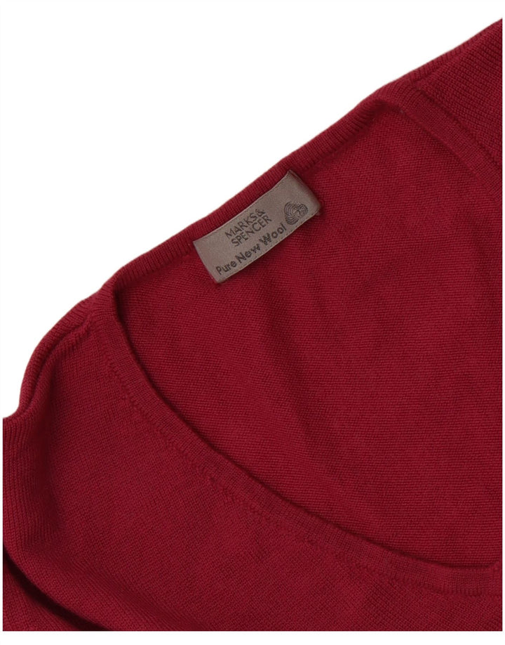 Marks & Spencer Jersey con cuello en V para mujer UK 44 Lana virgen rosa medio