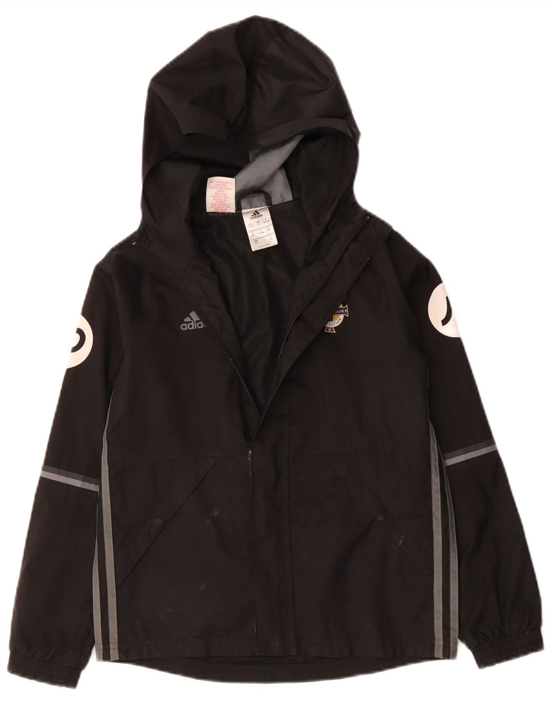 Adidas Chaqueta cortavientos con capucha para niños 9-10 años Negro Poliéster