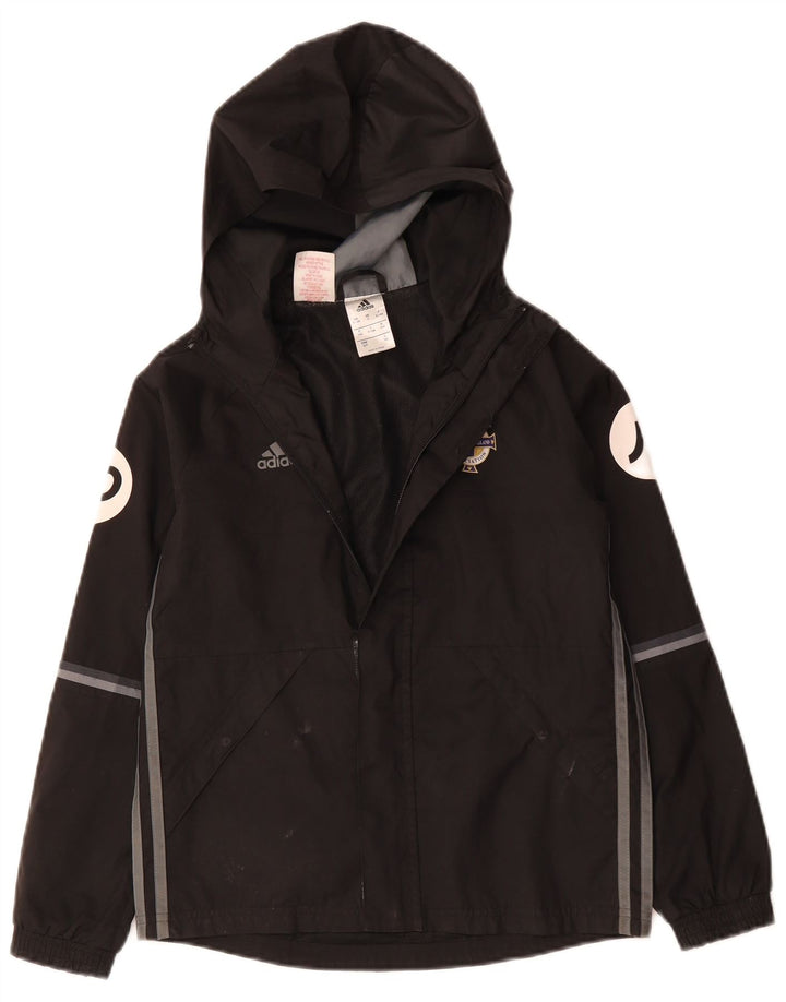 Adidas Chaqueta cortavientos con capucha para niños 9-10 años Negro Poliéster