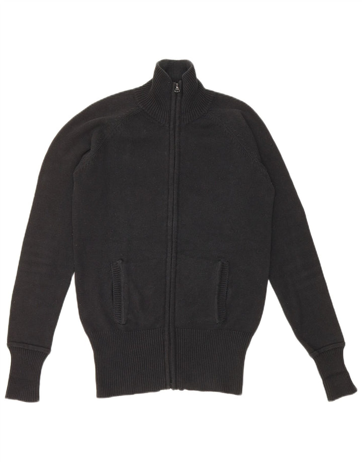Zara Mujer Cárdigan Suéter UK 12 Mediano Negro Algodón