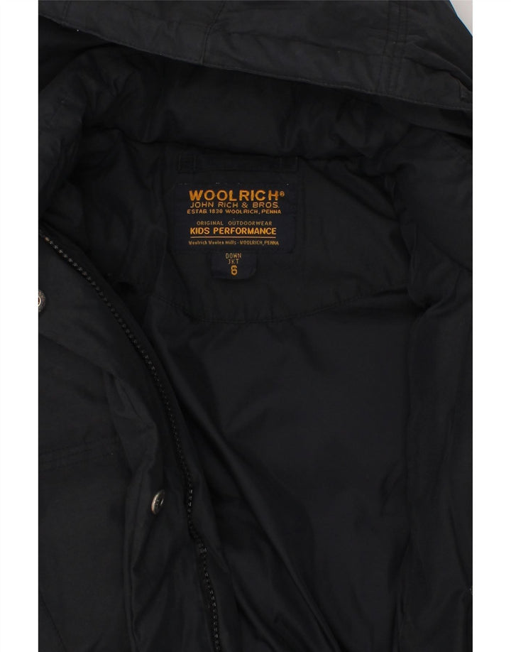 WOOLRICH Girls Hooded Padded Coat 5-6 Years Black Vintage Woolrich and Second-Hand Woolrich from Messina Hembry 