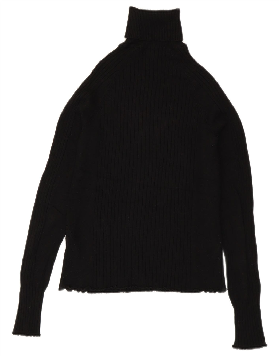 Zara Mujer Roll Neck Jumper Sweater UK 8 Small Viscosa Negra