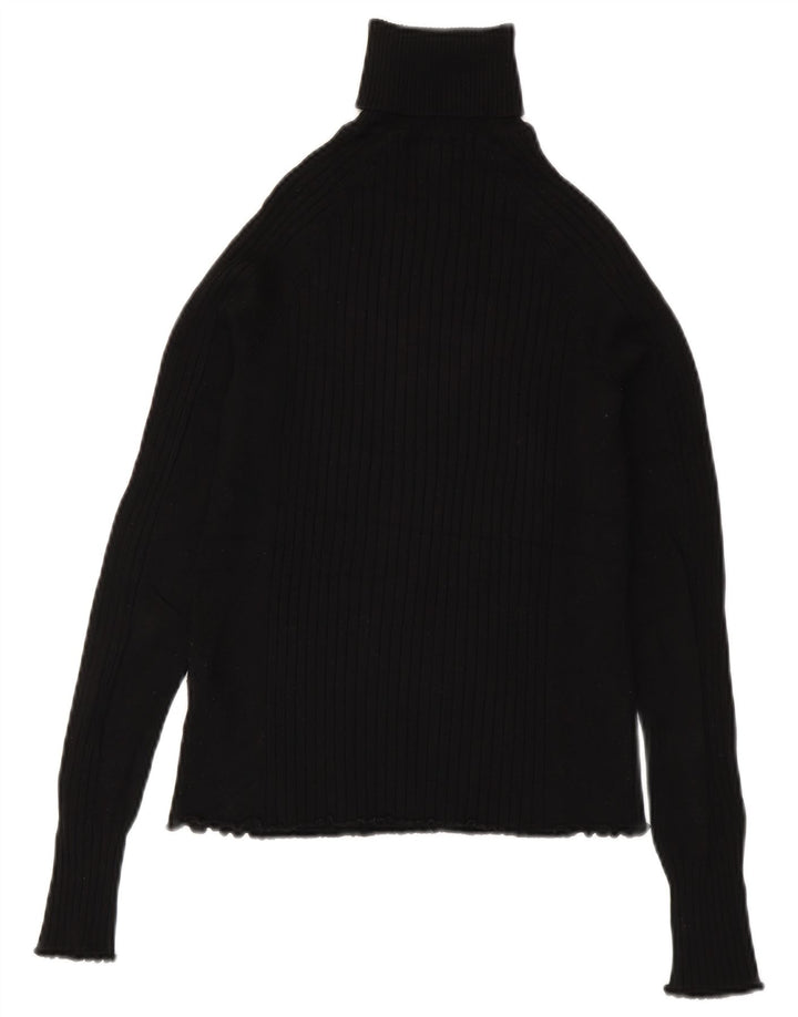 Zara Mujer Roll Neck Jumper Sweater UK 8 Small Viscosa Negra