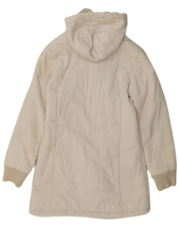 Pimkie Abrigo acolchado de pana con capucha para mujer UK 44 Algodón beige medio