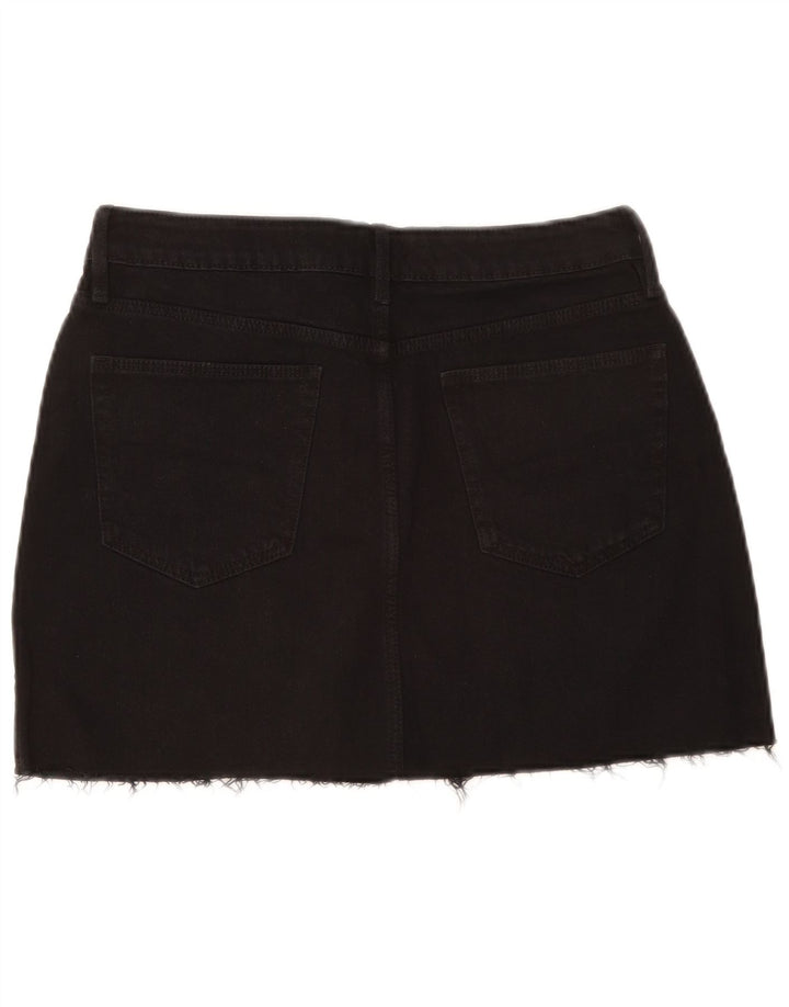 Zara Mujer Falda Vaquera Grande W30 Algodón Negro
