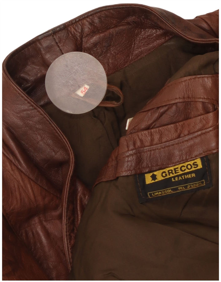 Chaqueta de cuero vintage para hombre IT 54 2XL cuero marrón