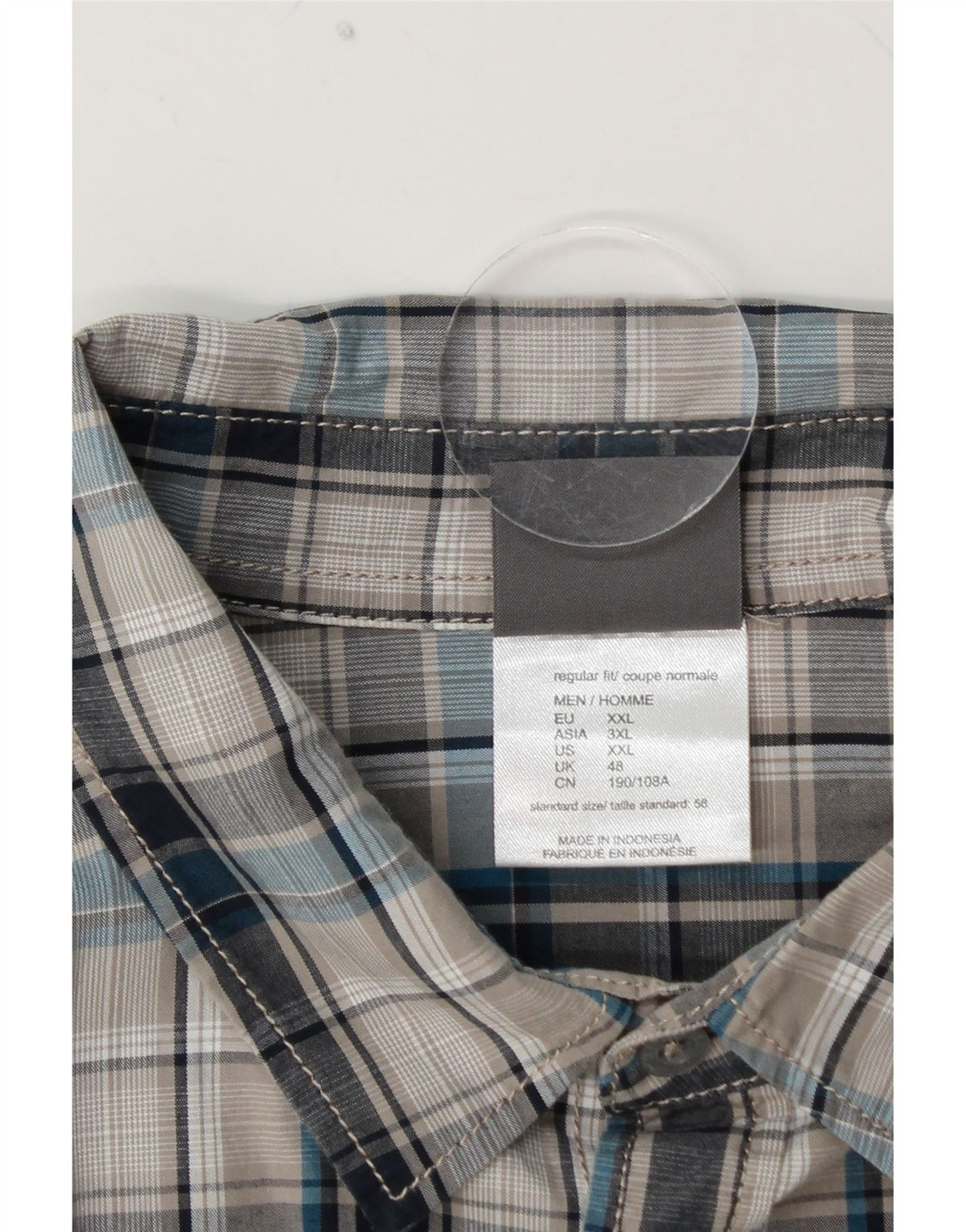 JACK WOLFSKIN Camisa de manga corta para hombre UK 48 2XL Algodón a cuadros azul