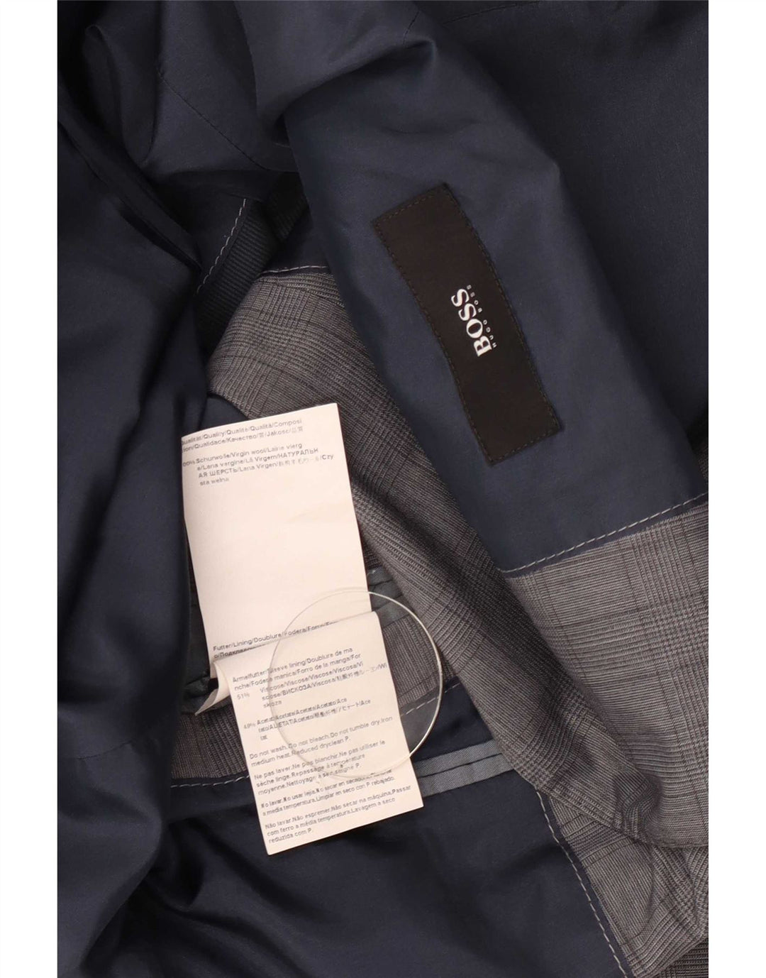Hugo Boss Chaqueta tipo blazer de 2 botones para hombre EU 48 Lana virgen a cuadros gris medio