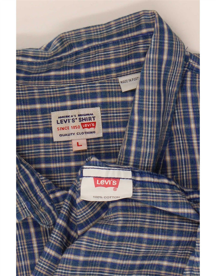Camisa Levi's para hombre de algodón a cuadros azules grandes