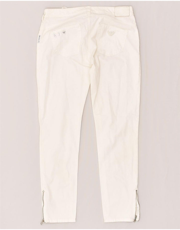 ARMANI Womens Slim Casual Trousers W28 L26 White Cotton | Vintage Armani | Thrift | Second-Hand Armani | Used Clothing | Messina Hembry 