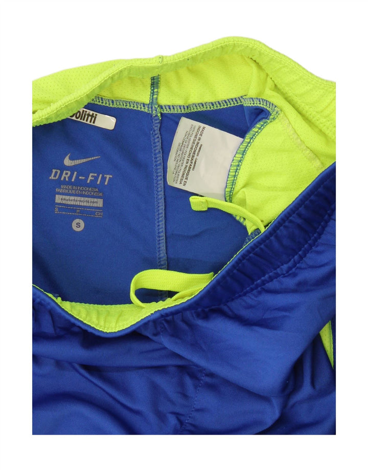 Nike Pantalones cortos deportivos Dri Fit para niños 8-9 años Pequeño azul Colorblock Poliéster