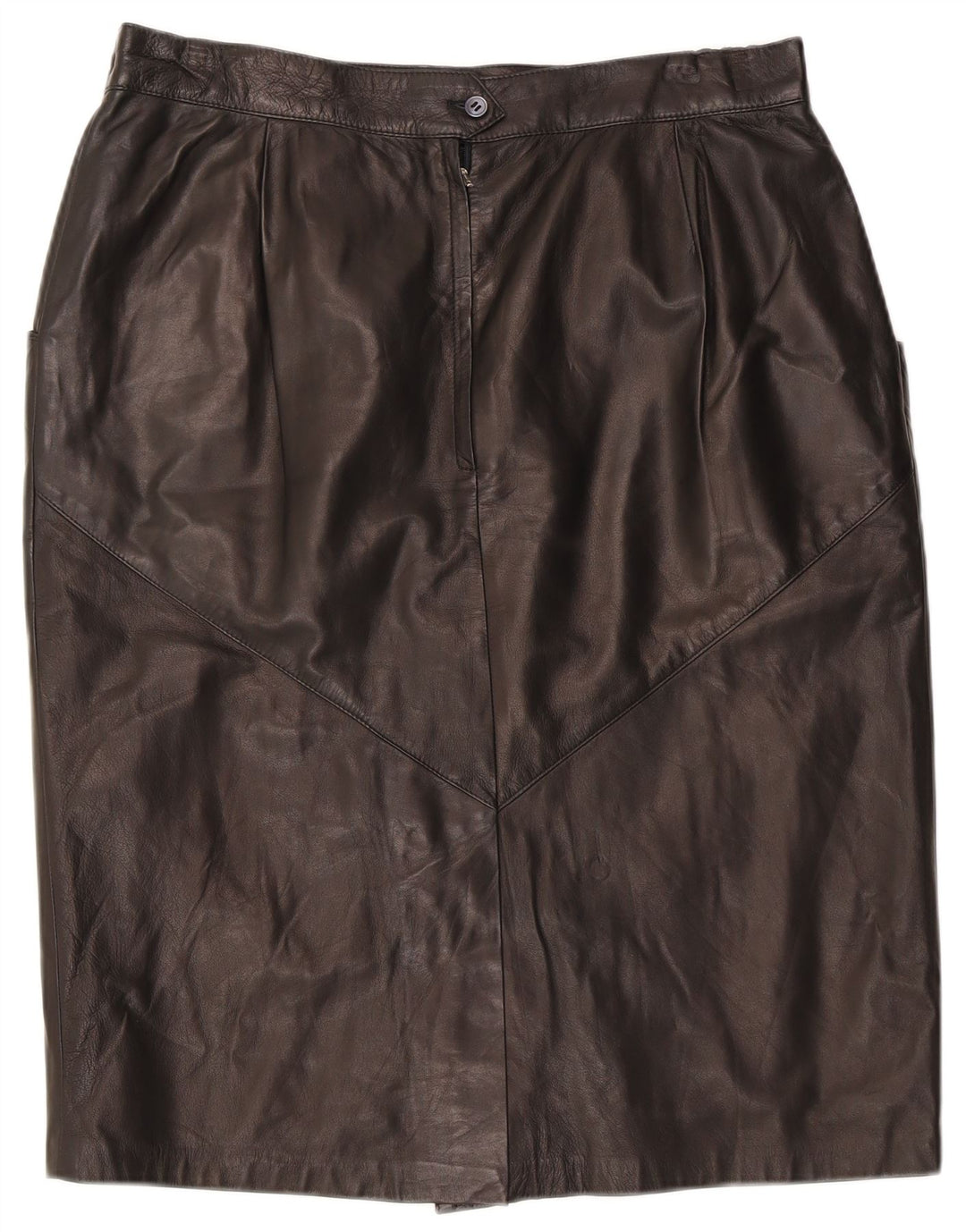 Falda de cuero vintage para mujer W32 cuero negro grande
