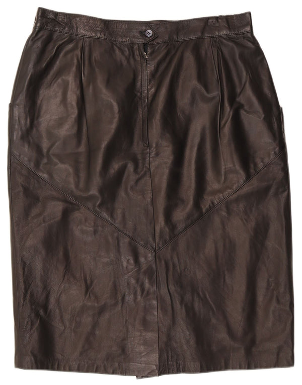 Falda de cuero vintage para mujer W32 cuero negro grande
