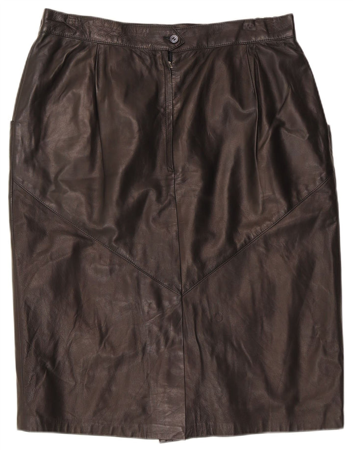 Falda de cuero vintage para mujer W32 cuero negro grande