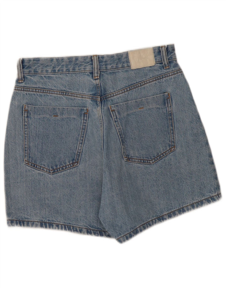 Zara Mujer Shorts Vaqueros De Cintura Alta EU 40 Medium W30 Azul