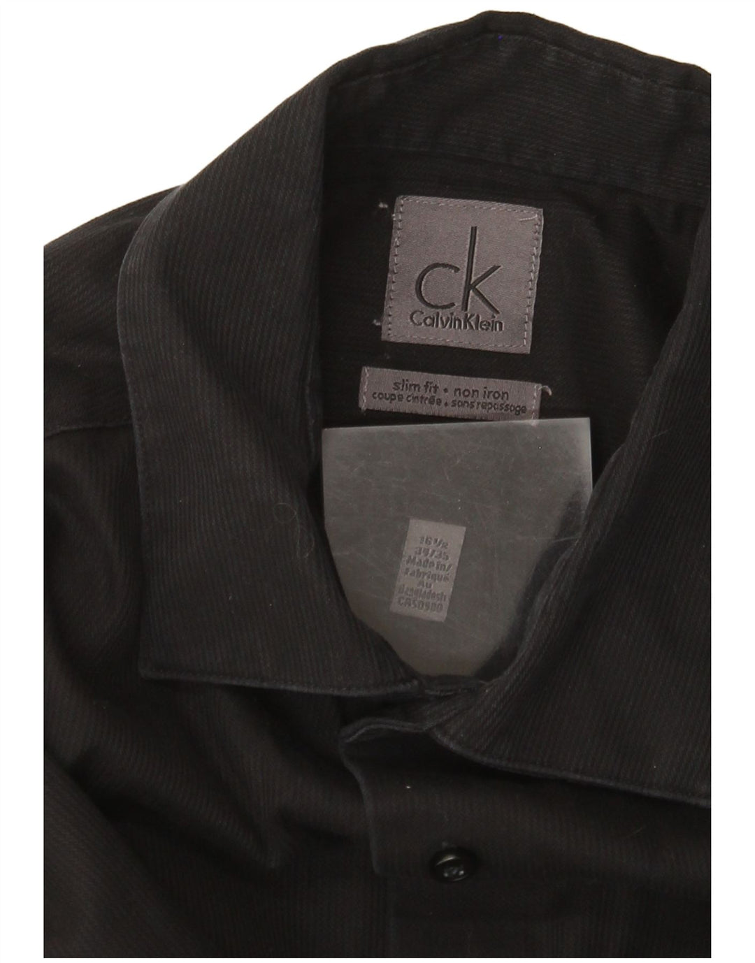 Calvin Klein Camisa NO HIERRO para hombre Talla 16 1/2 Grande Raya negra