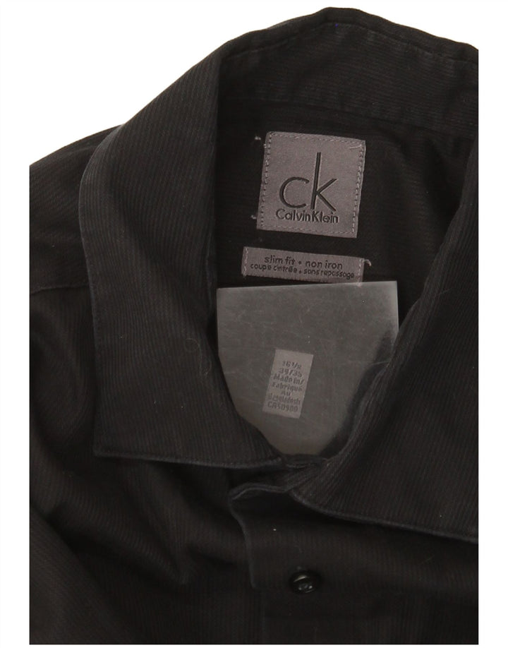 Calvin Klein Camisa NO HIERRO para hombre Talla 16 1/2 Grande Raya negra