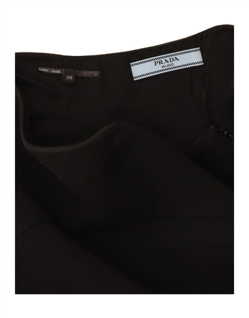 PRADA Womens Midi A-Line Skirt IT 38 Small W26 Black Cotton Classic Vintage Prada and Second-Hand Prada from Messina Hembry 