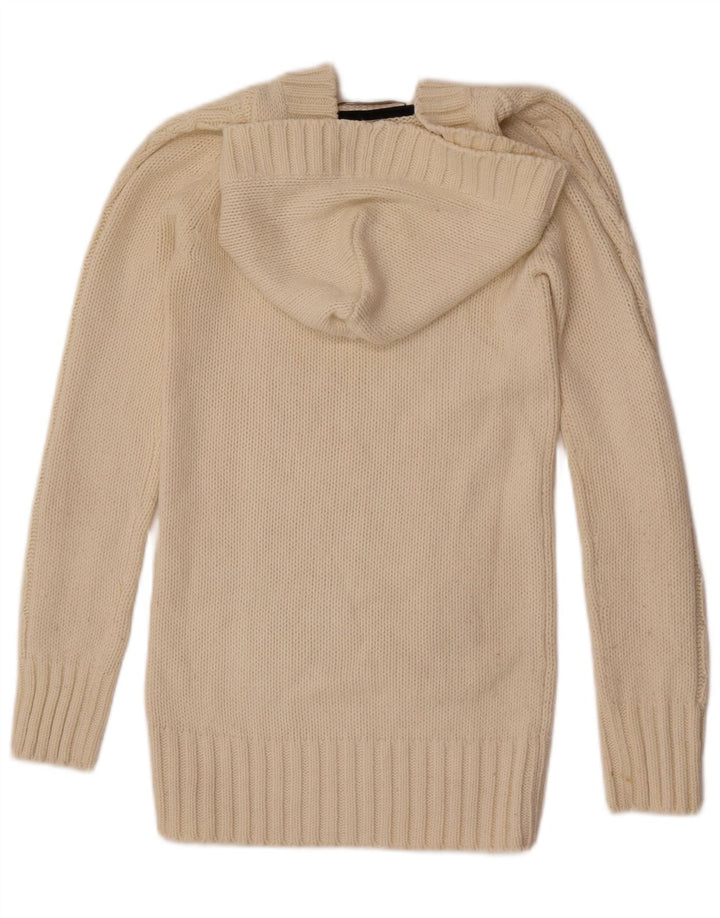 Zara - Jersey con capucha para mujer, talla 40, talla mediana, color blanco apagado